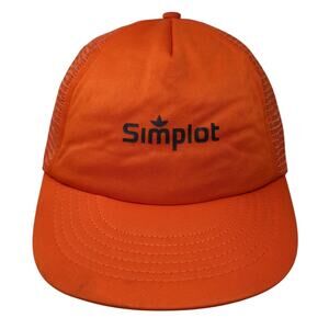 Simplot Snapback Mesh Back Trucker Hat Orange One Size Adjustable Vintage USA